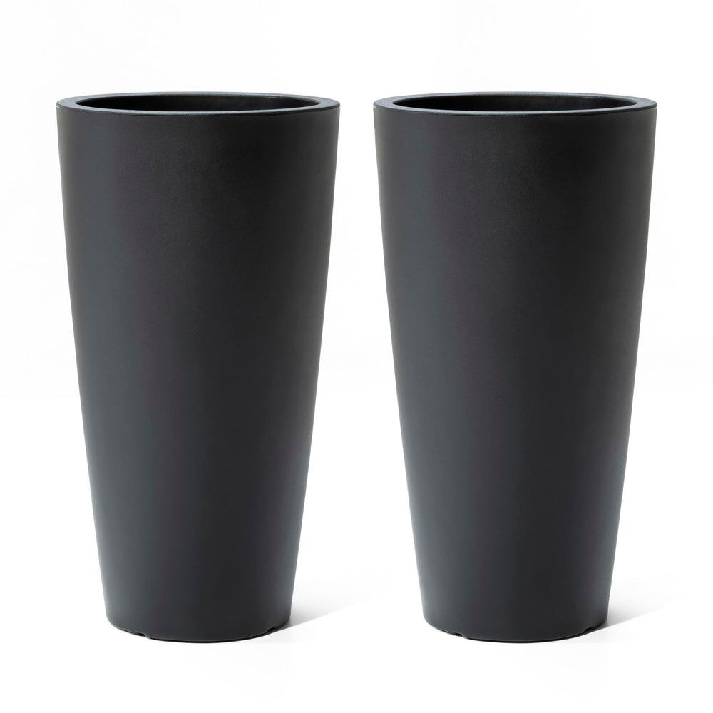Step2 Tremont front view of paired planters showing sleek height and curb appeal