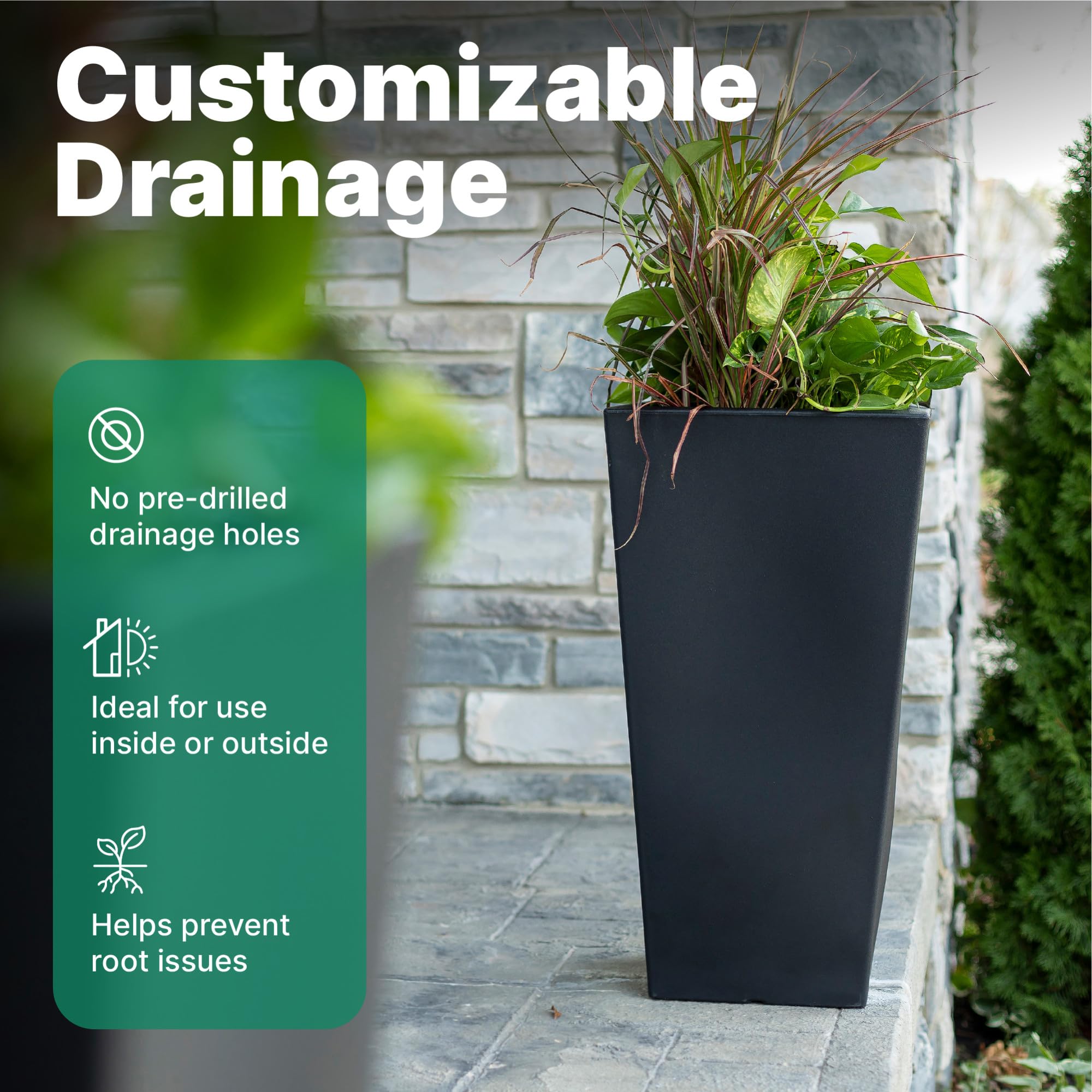 Step2 scale comparison beside chair showing planter height and placement flexibility