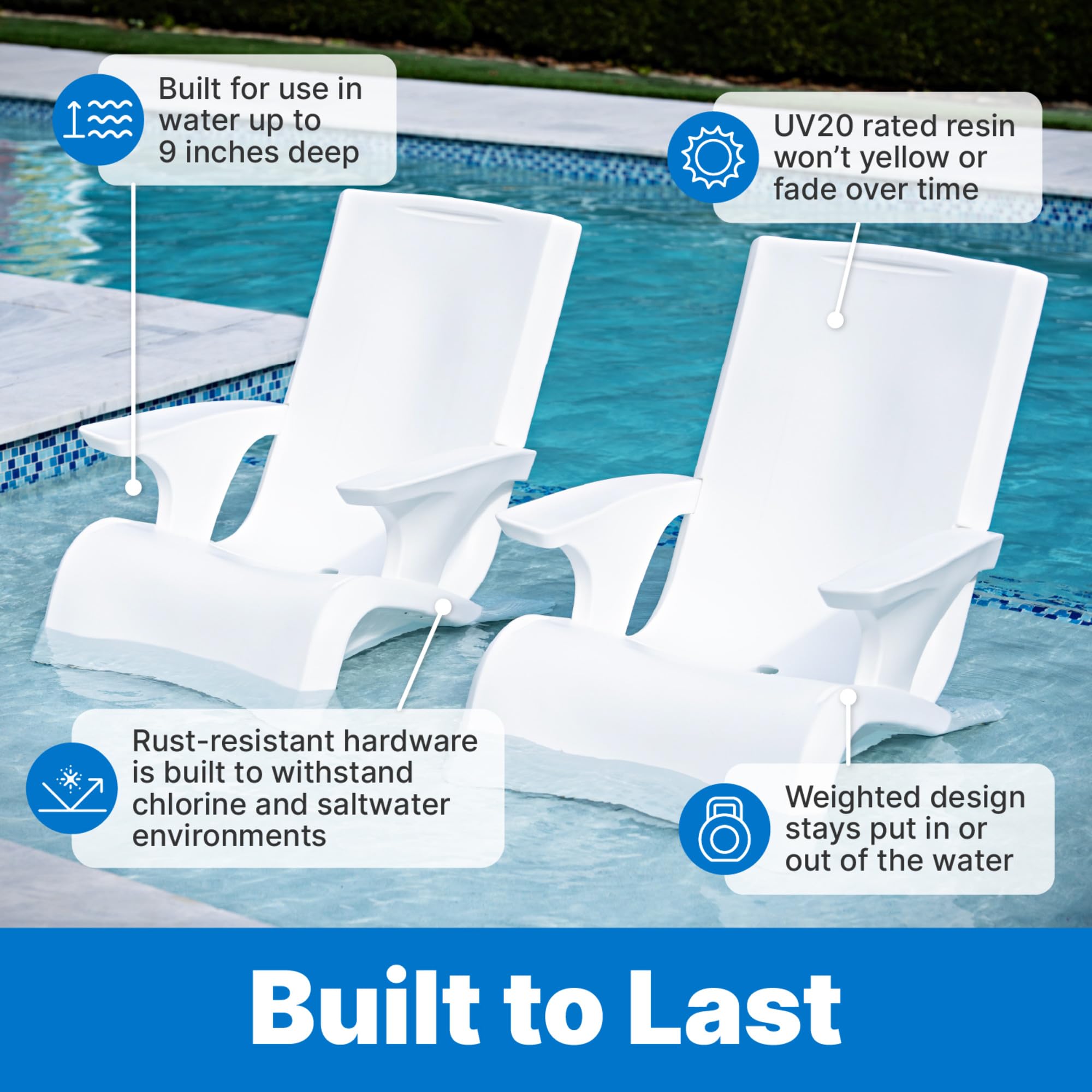 Step2 Vero placed on pool sun shelf demonstrating shallow-water use