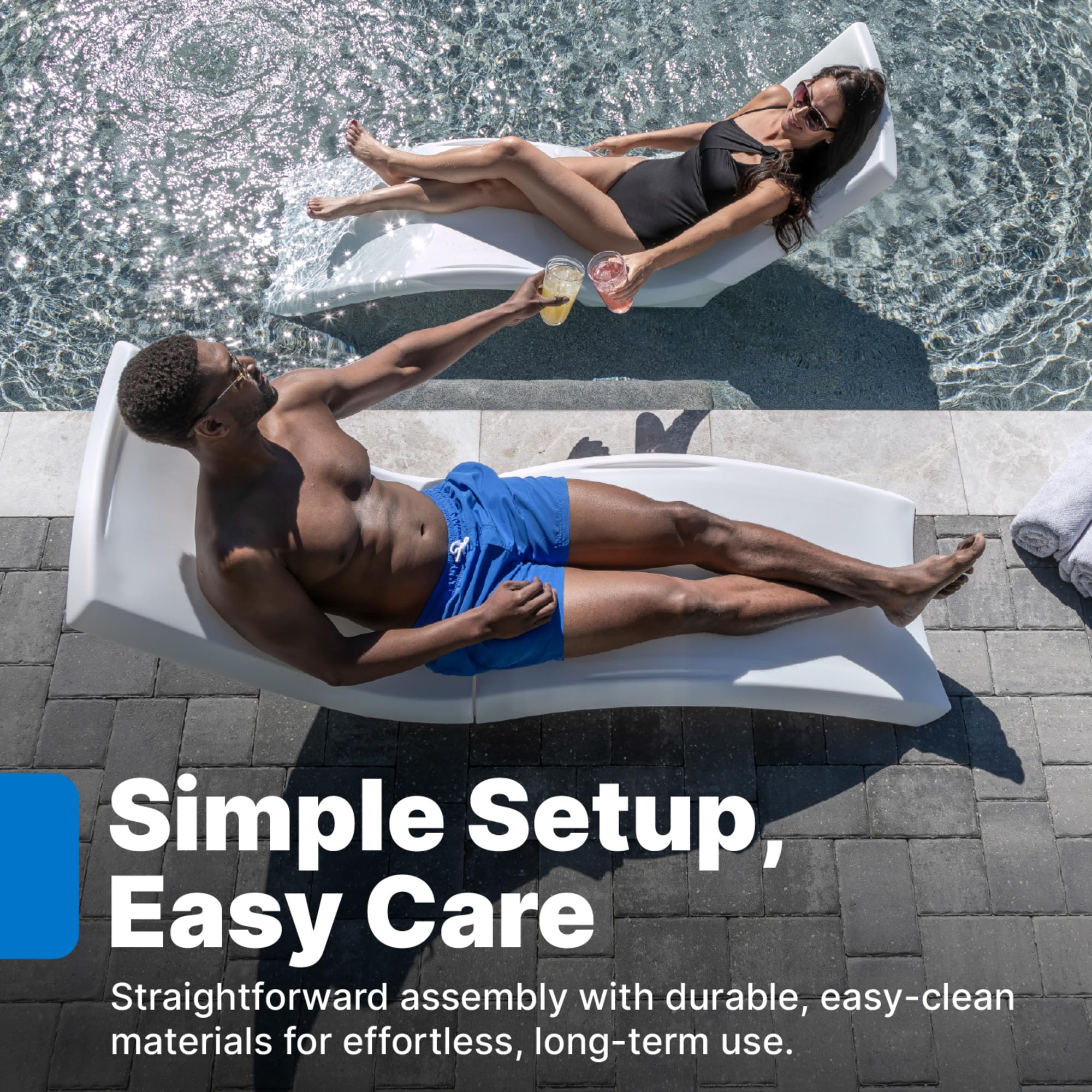 Step2 two loungers paired at pool edge for comfortable shared lounging