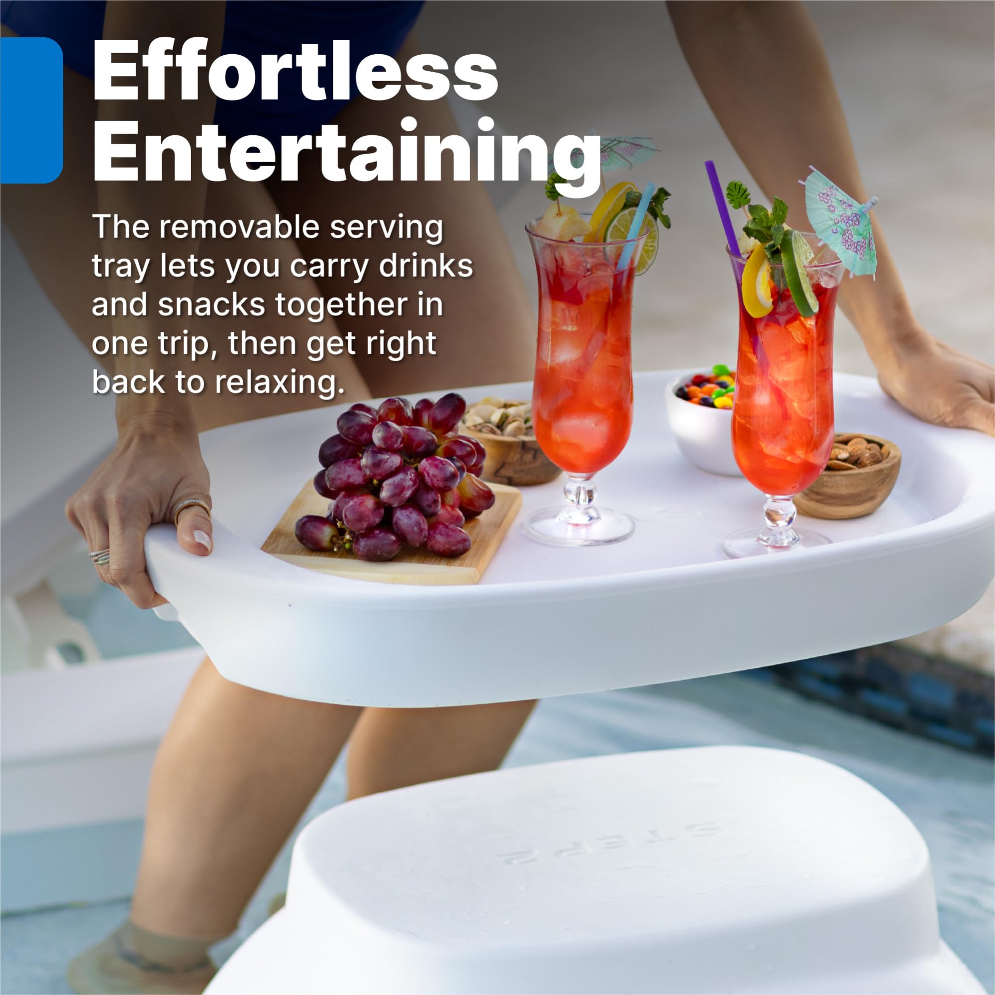 Step2 Vero table beside lounge chair on patio showing stylish outdoor entertaining