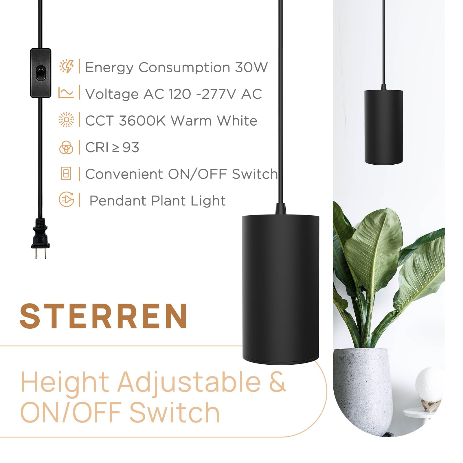 STERREN close-up of LED diffuser highlighting even light for plants