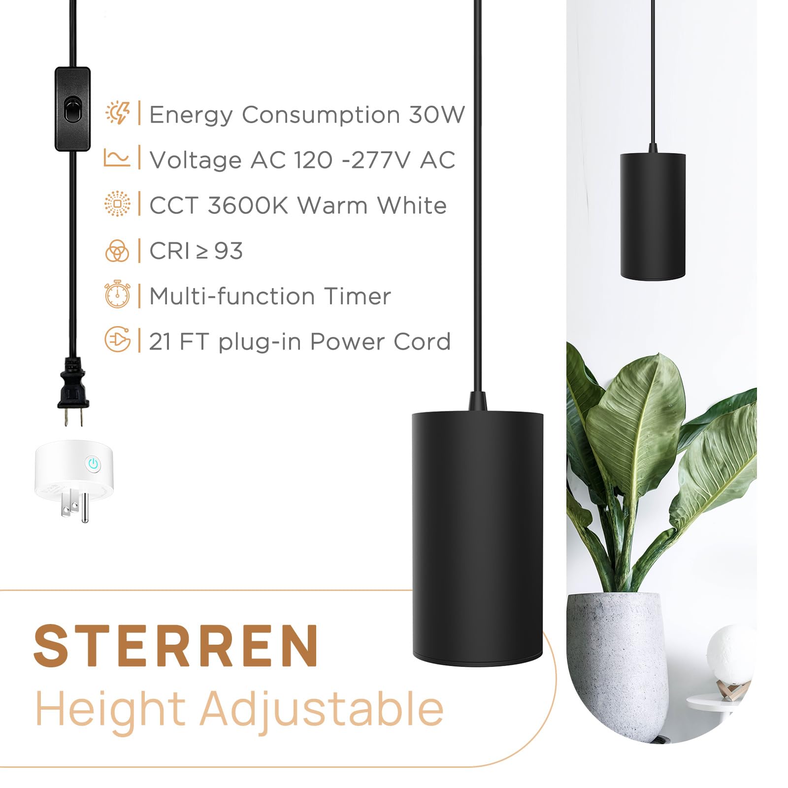 STERREN LED diffuser close-up showing even light spread and healthy growth benefit