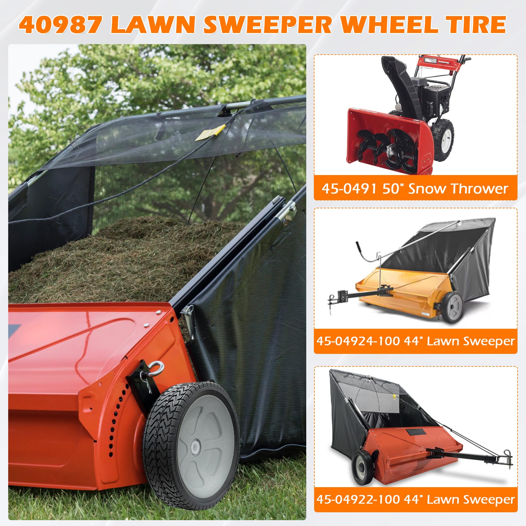 Sthovd wheel mounted on a lawn sweeper delivering stable operation
