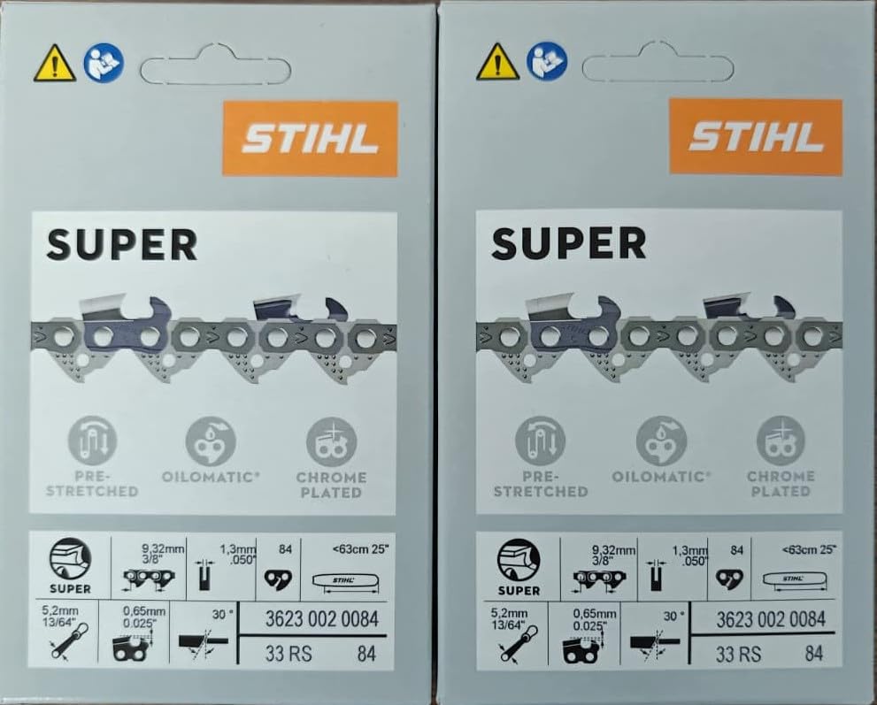 Stihl 33RS-84 front packaging showing two chains and model label for quick identification