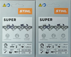 Stihl 33RS-84 front packaging showing two chains and model label for quick identification