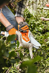 Stihl AS 2 battery mounted on tool showing cordless power and mobility