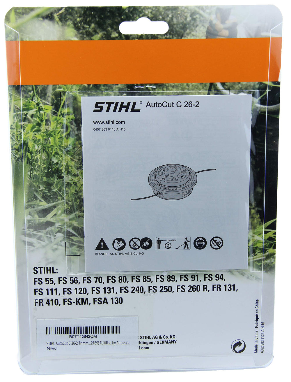 Stihl AutoCut C 26-2 packaging label with part number for correct replacement