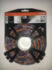 Stihl CF3 front spool close-up showing cross profile for cleaner cuts