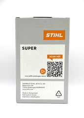 Stihl chain close-up of cutter teeth and rivets highlighting durable cutting geometry