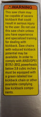 Stihl close-up of full-chisel cutters on chain, highlighting sharp cutting edges for fast cuts