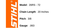 Stihl chain close-up of cutters for precise sharpness and durability