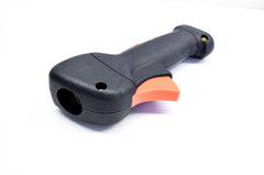 Stihl control handle front assembly showing fit and factory finish for reliable control