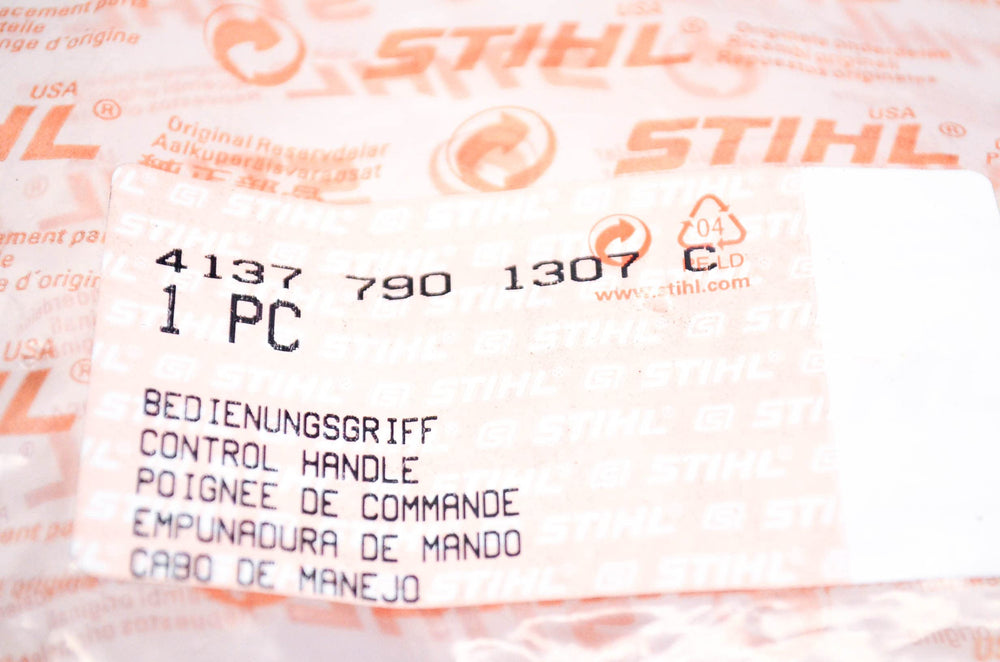 Stihl control handle installed on trimmer in use demonstrating restored ergonomics