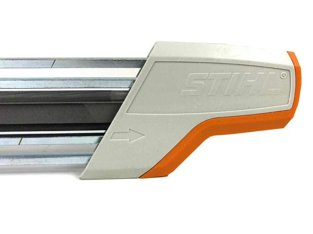 Stihl Easy File in use on a chain illustrating quick on-site sharpening