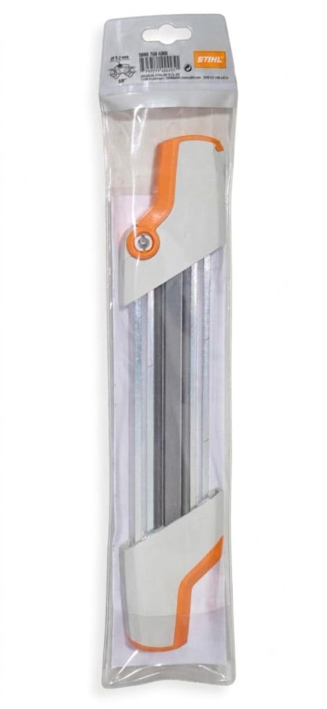 Stihl close-up of file slot and fence revealing secure 5.2 mm file positioning benefit