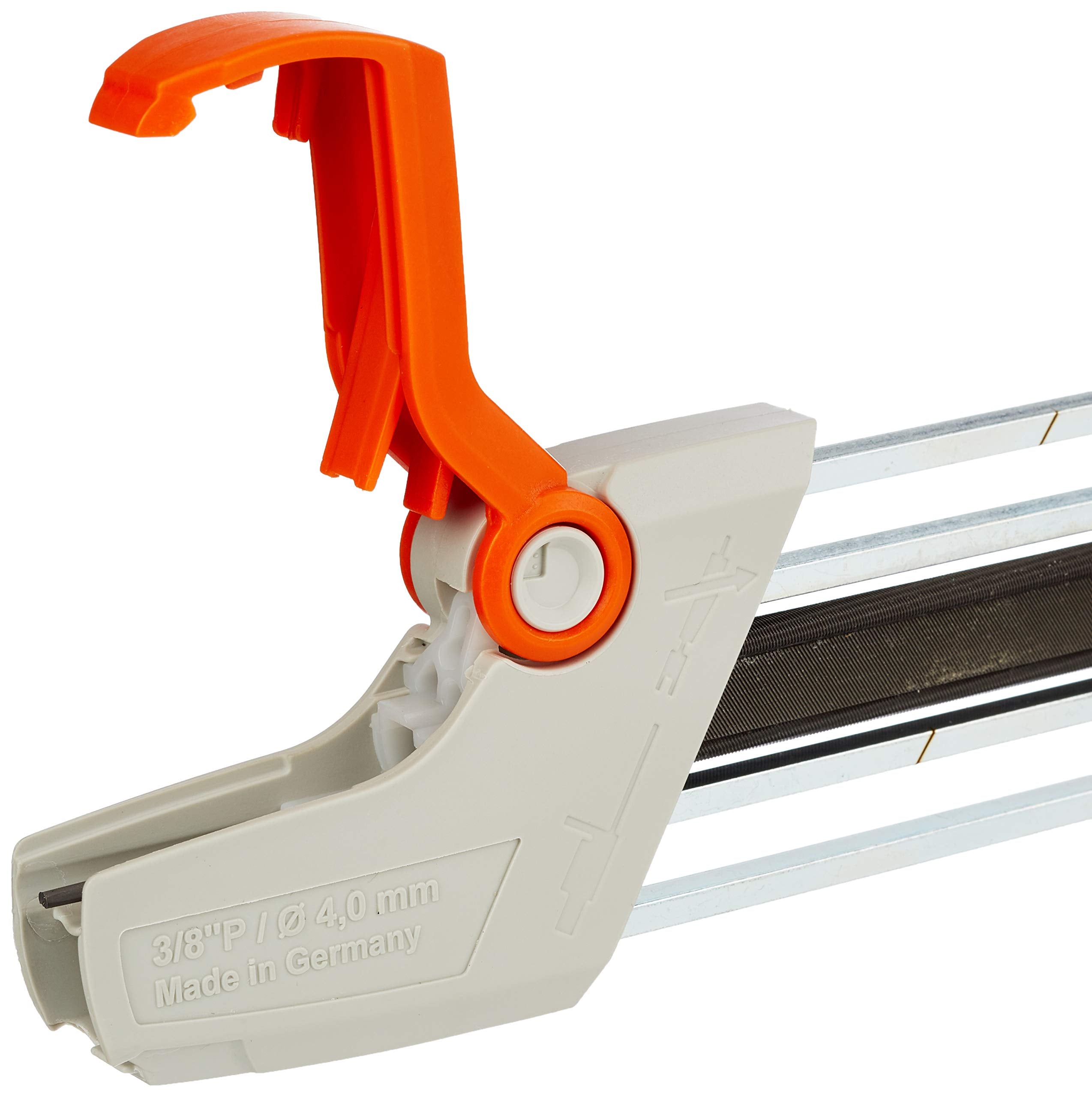 Stihl close-up of the Ø 4 mm round file seated in holder for precise filing benefit