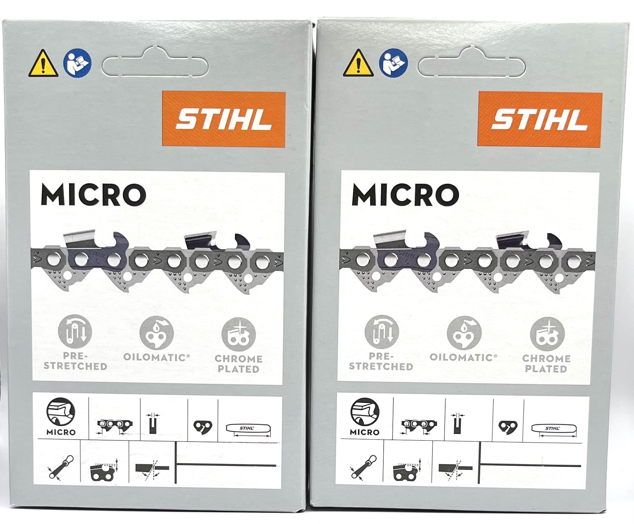 Stihl 16-inch 61PMM355 pack of two showing front packaging and clear part labeling benefit quick identification