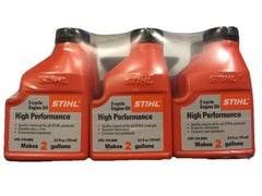 stihl bottle front view showing label and packaging for accurate mixing