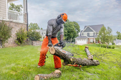 Stihl MS 162 16-inch bar and chain close-up highlighting durable cutting components