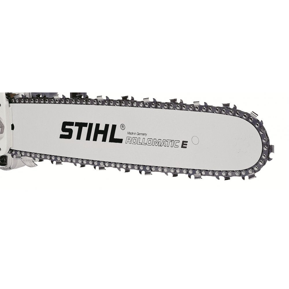 Stihl Rollomatic 25 close-up of rail and groove highlighting durable precision