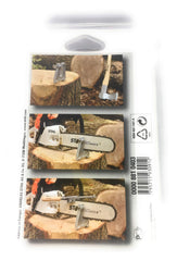 Stihl sharpening bridge clamped on chain in use for consistent tooth angles and faster maintenance