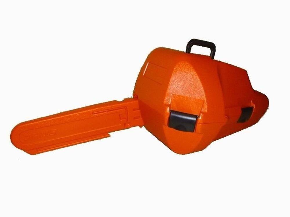 Stihl Woodsman case front view showing secure latch and protective shell benefit