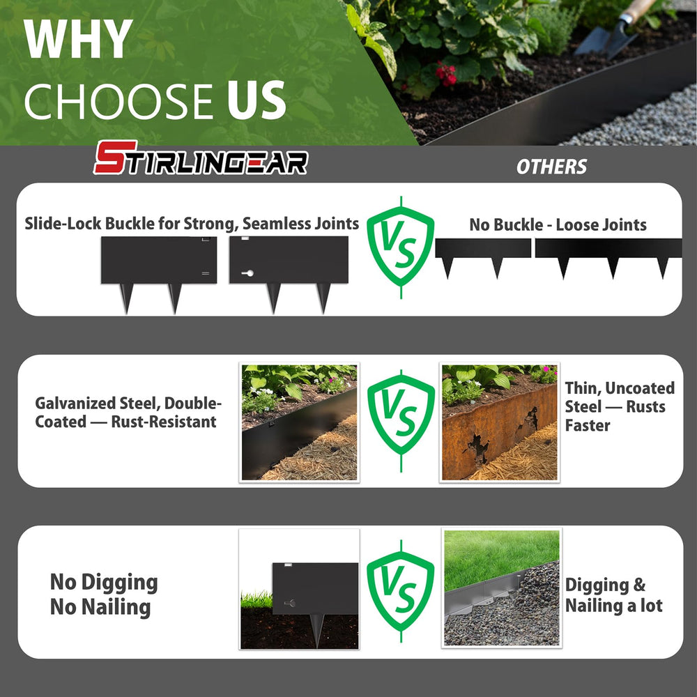 STIRLINGEAR flexible curved installation following a landscaped bed