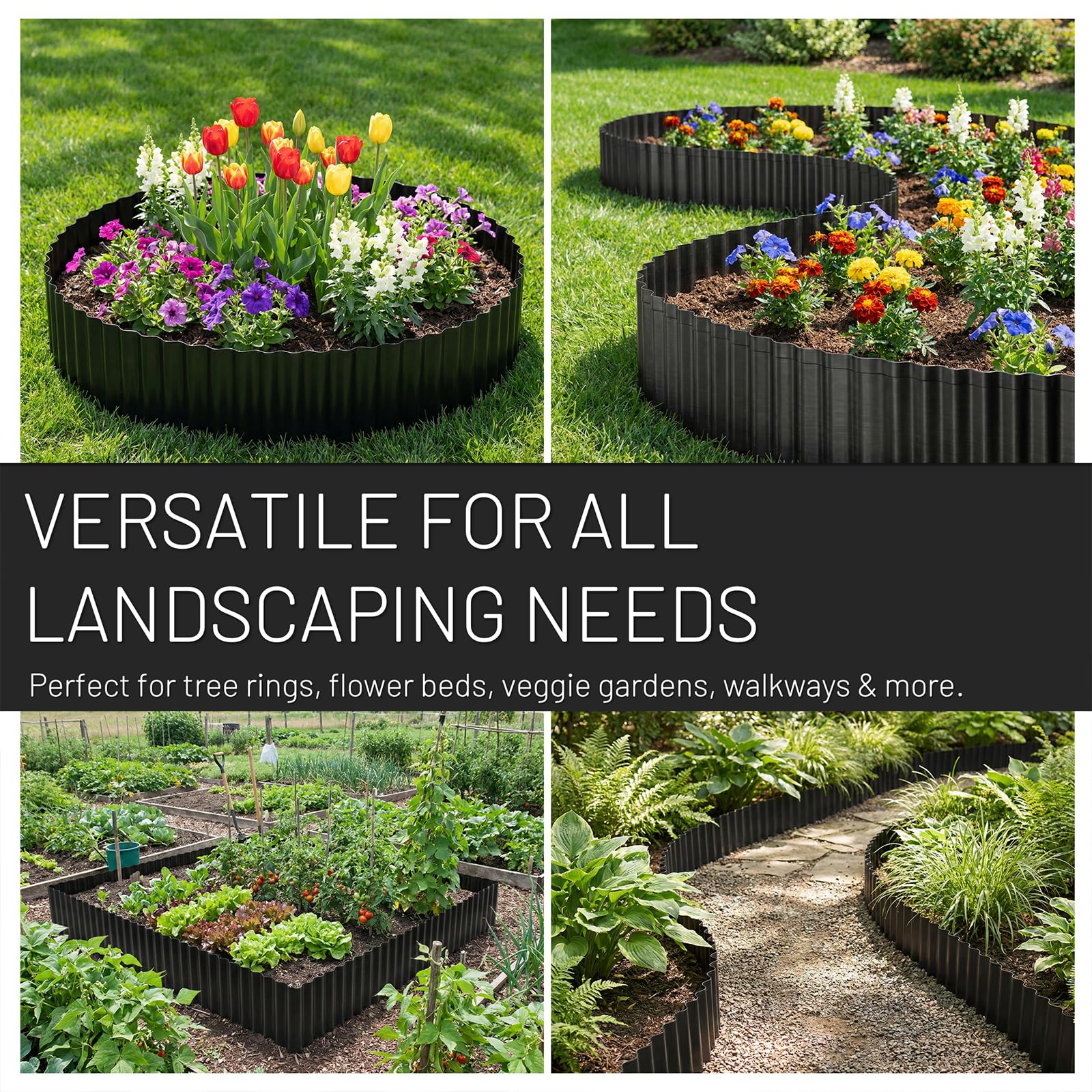 STIRLINGEAR installed around a curved flower bed creating clean separation