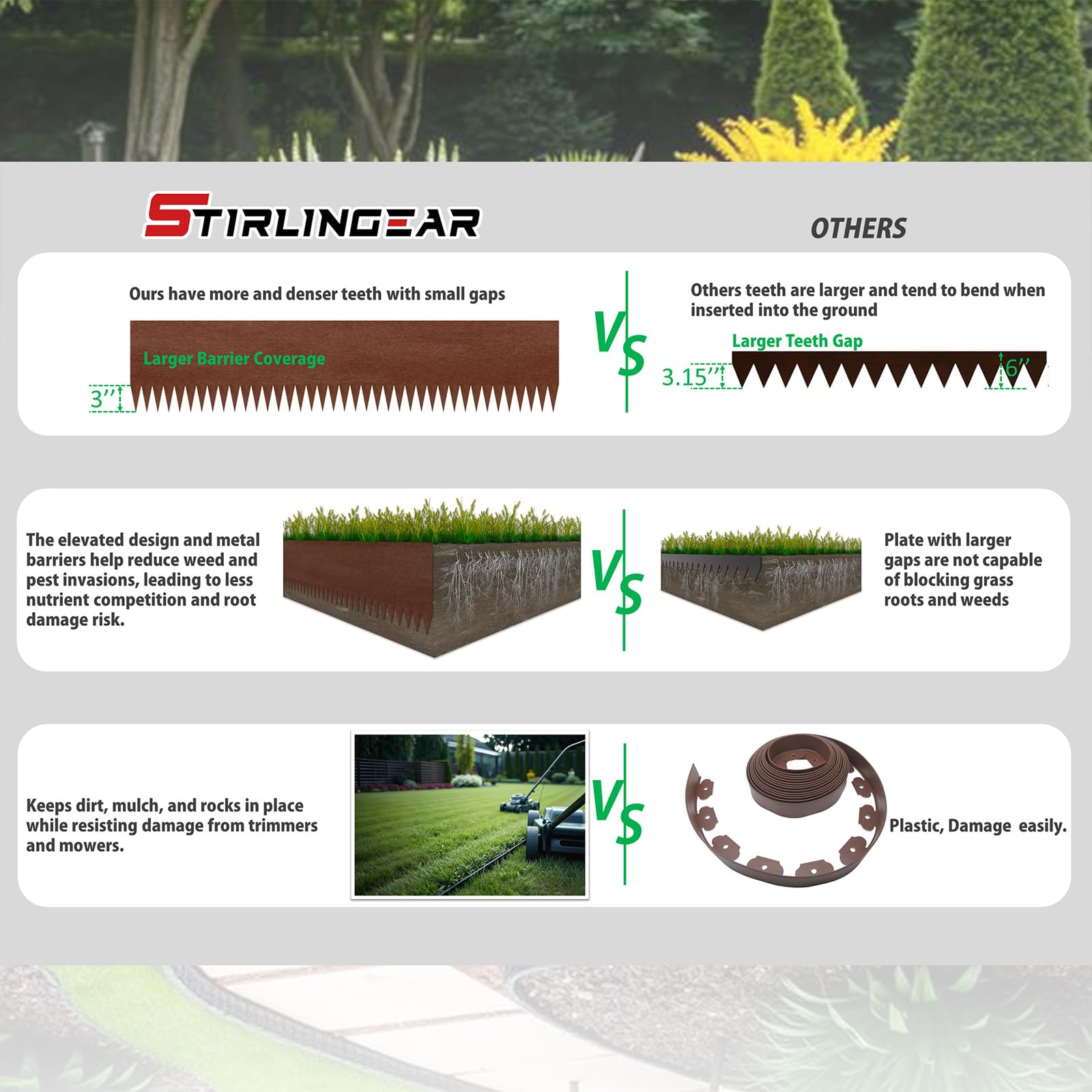 STIRLINGEAR stake being hammered in to secure edging quickly and firmly