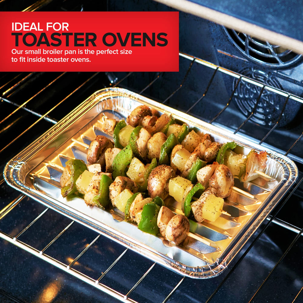 Stock Your Home shot of pan catching drippings to protect oven surfaces