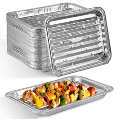 Stock Your Home front pack showing 25 disposable broiler pans and convenience