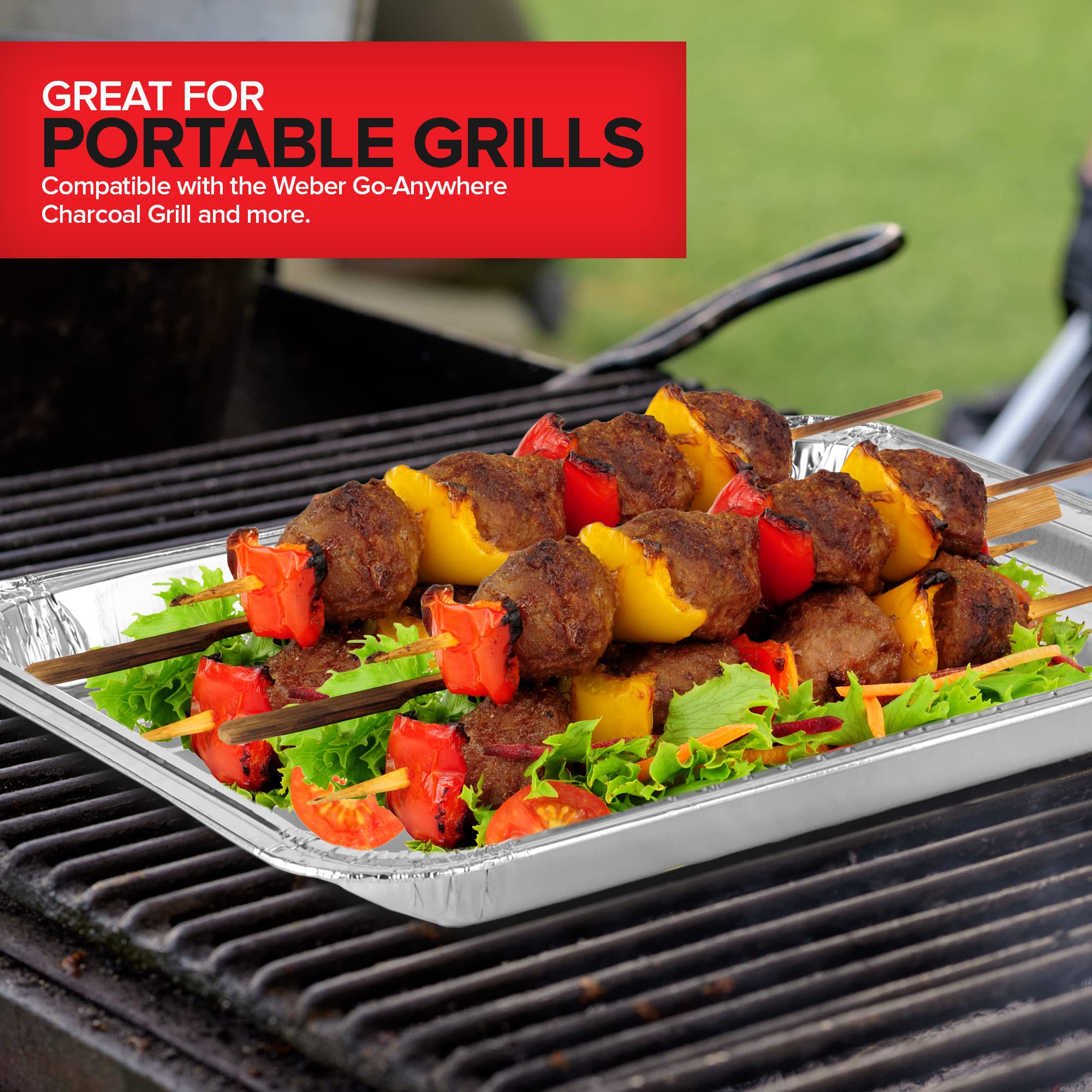 Stock Your Home pan on outdoor table serving food for convenient entertaining