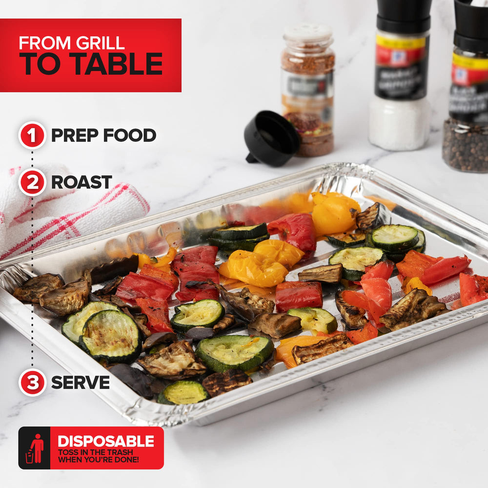 Stock Your Home pan next to hand for scale to show compact size benefit
