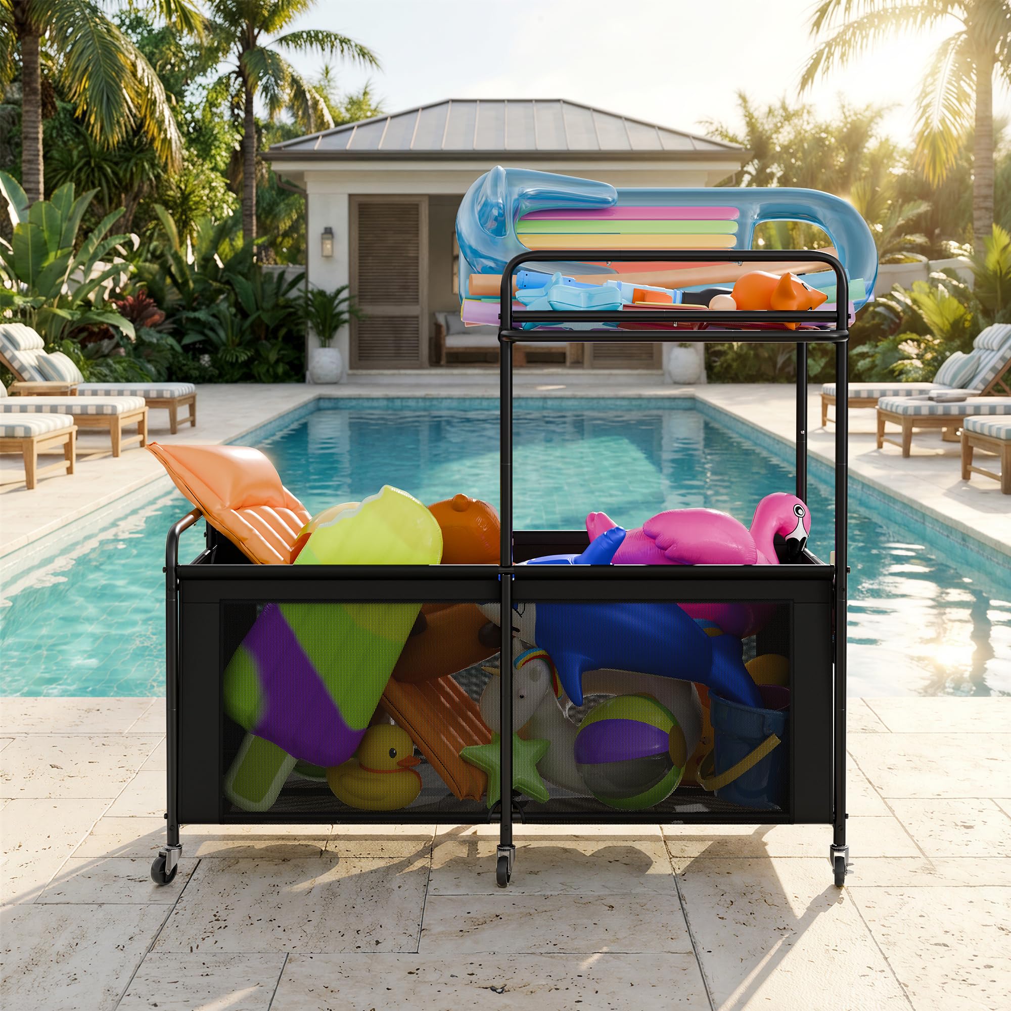 StorageWorks on pool deck showing organized, transportable storage