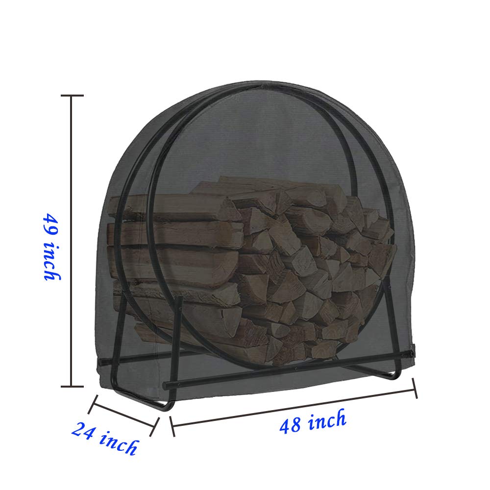 StorMaster cover next to stacked logs demonstrating 48-inch size fit