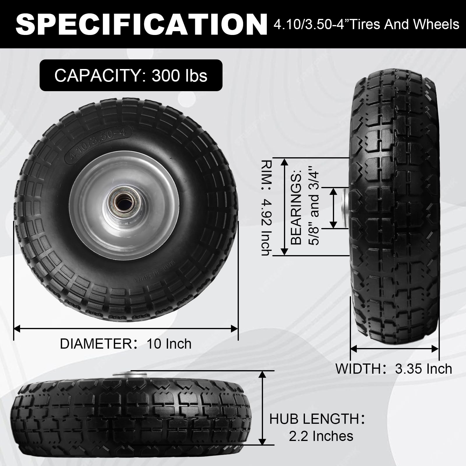 Storystore close-up of solid rubber tread highlighting long-lasting wear resistance