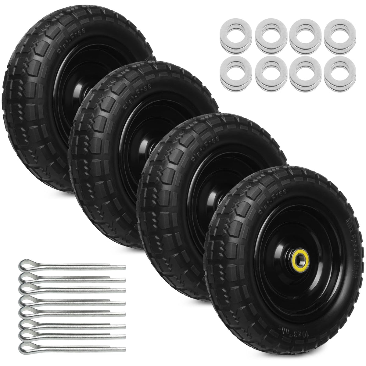 Storystore front view of 13-inch solid tire showing robust profile and durable design benefit