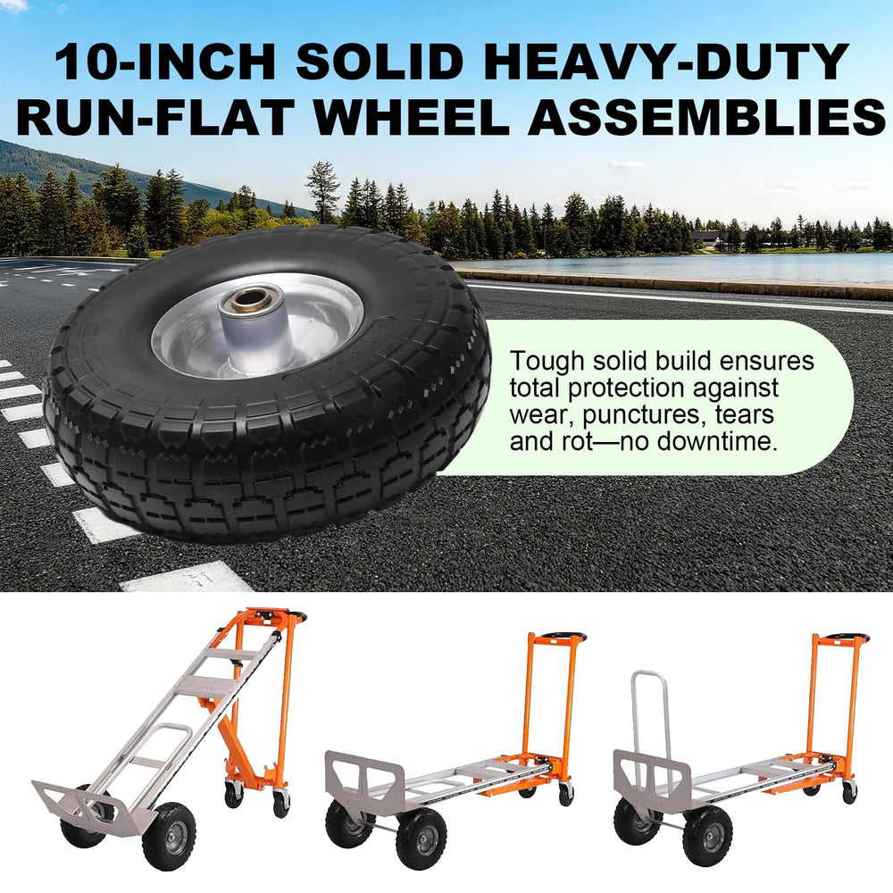 Storystore wheels installed on garden cart showing improved stability and load handling