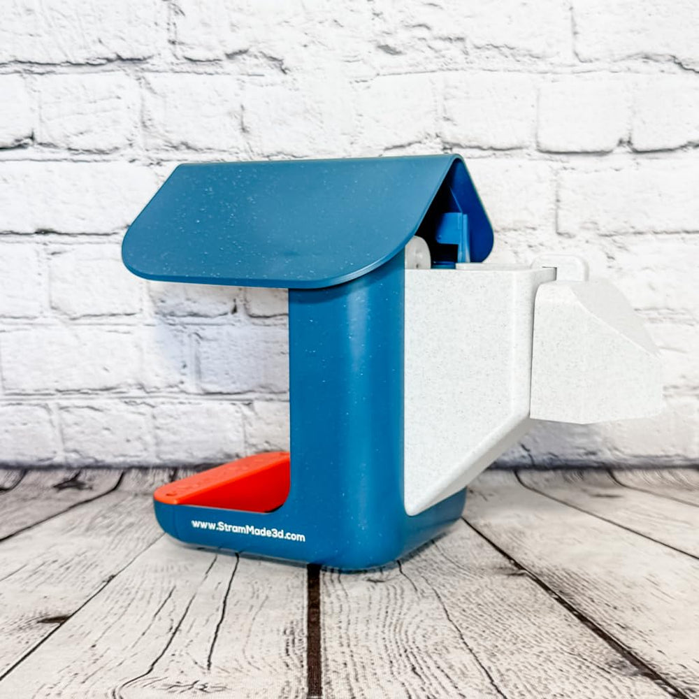 StramMade side profile mounted on Bird Buddy feeder preserving camera view and function