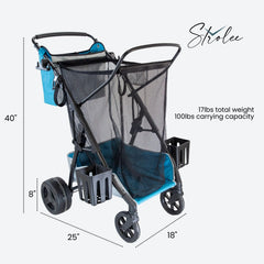 Strolee collapsed profile in car trunk showing compact storage benefit