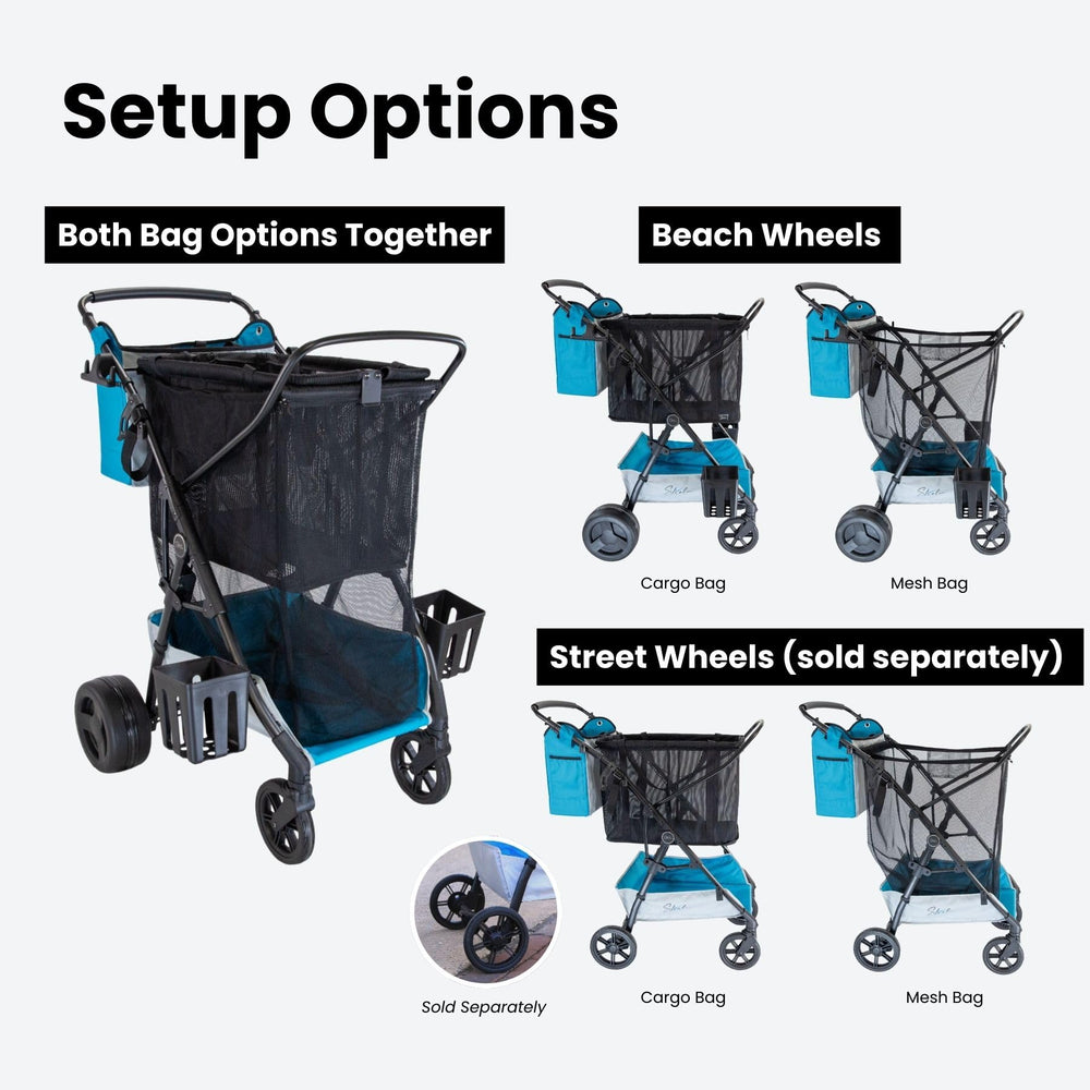 Strolee front casters and rubber strips showing traction and smooth roll