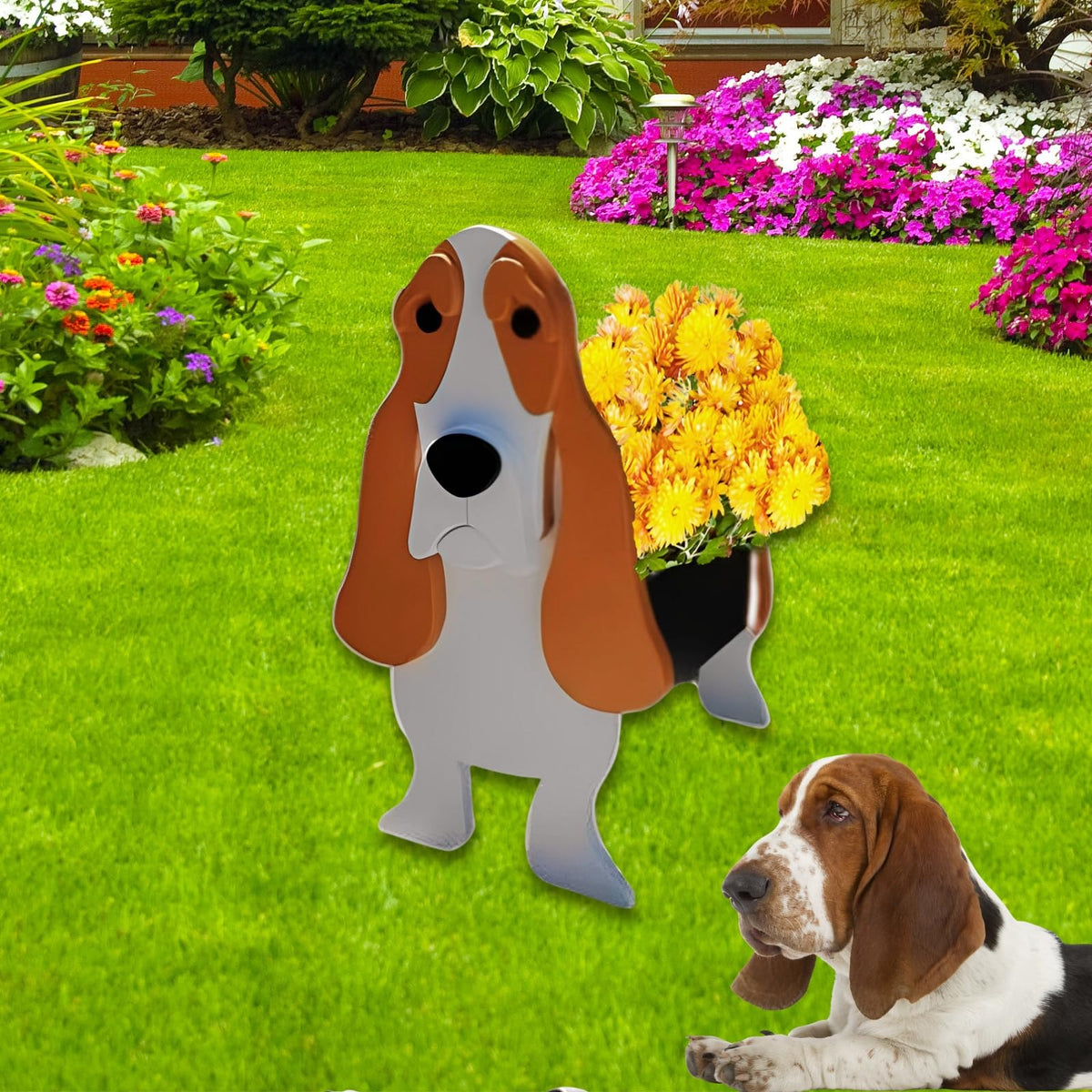 strolfay basset hound planter front view shows cute design and display benefit