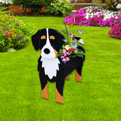 strolfay Bernese Mountain Dog front view showing lifelike detail and plant display benefit