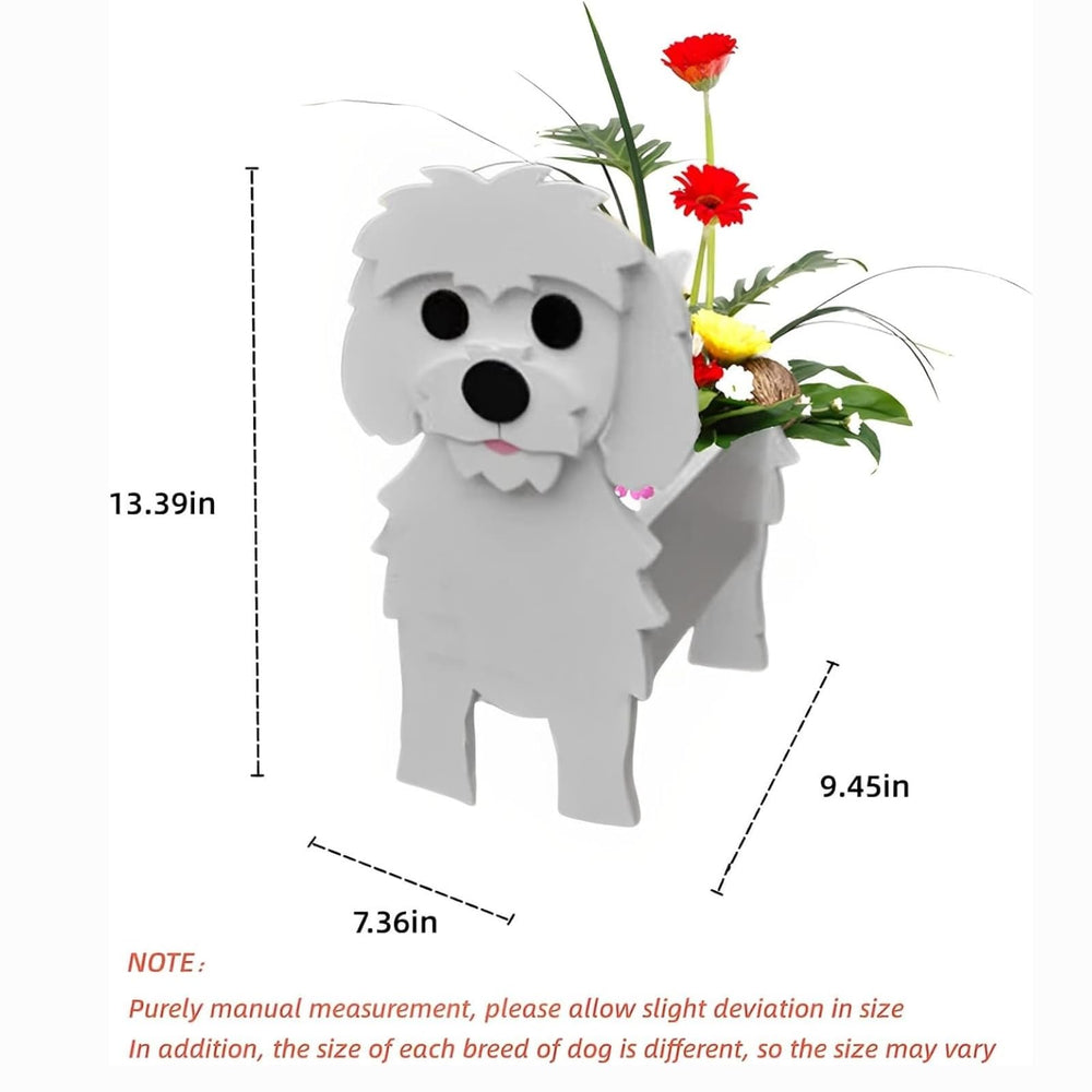 strolfay side profile showing stable base and decorative dog-shaped form for display
