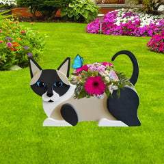 strolfay Siamese cat planter front view showing cute silhouette and durable finish