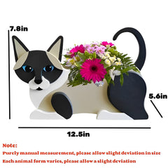strolfay Siamese cat planter side detail highlighting molded features and stable base