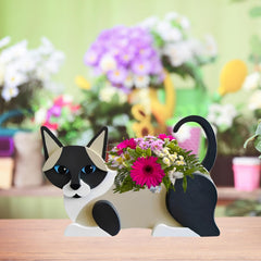 strolfay Siamese cat planter top opening view showing planting space and rim