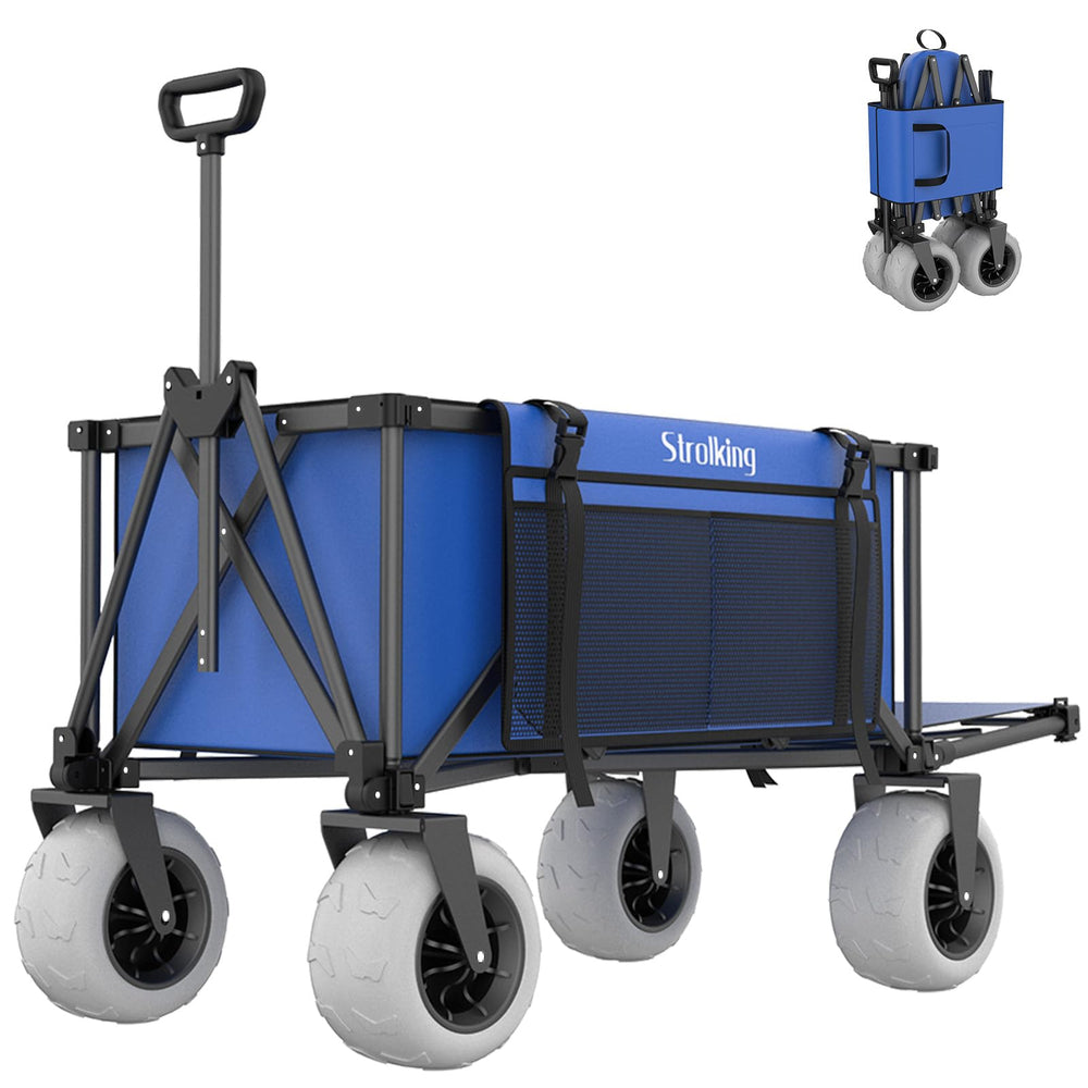 Strolking front view of wagon showing roomy bed and easy access benefit