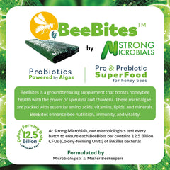 STRONG MICROBIALS single BeeBites bar closeup revealing easy-to-place shape
